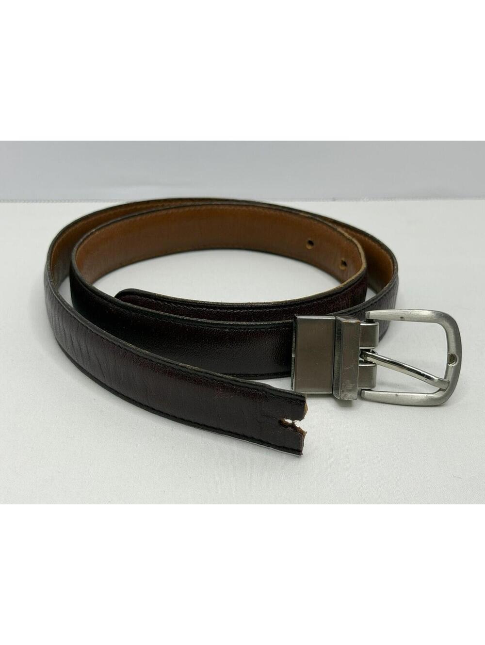Women's Coach Dark Brown Slim Cowhide Leather Belt - NO BUCKLE